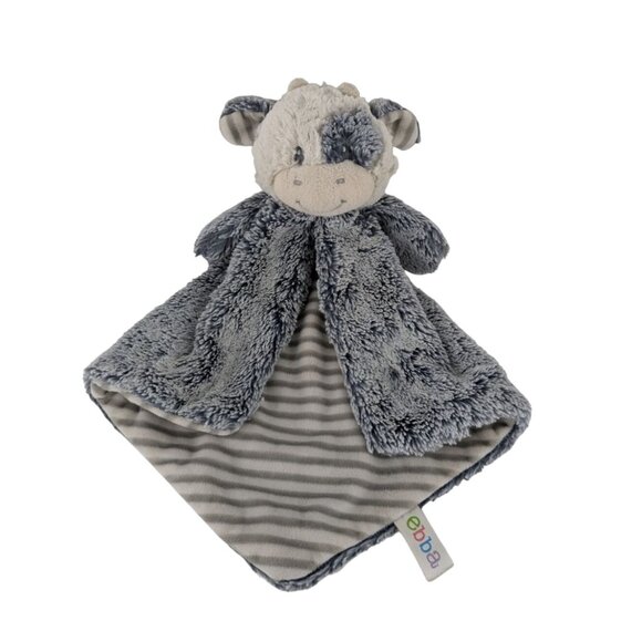 Ebba Gray White Cow Lovey 15" Striped Baby Security Blanket by Aurora 2022 - Picture 1 of 7